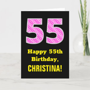 Carte 55e anniversaire : Pink Stripes and Hearts "55" +