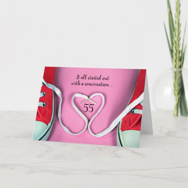 Carte 55e anniversaire Shoestring Coeur et Basket (Devant)