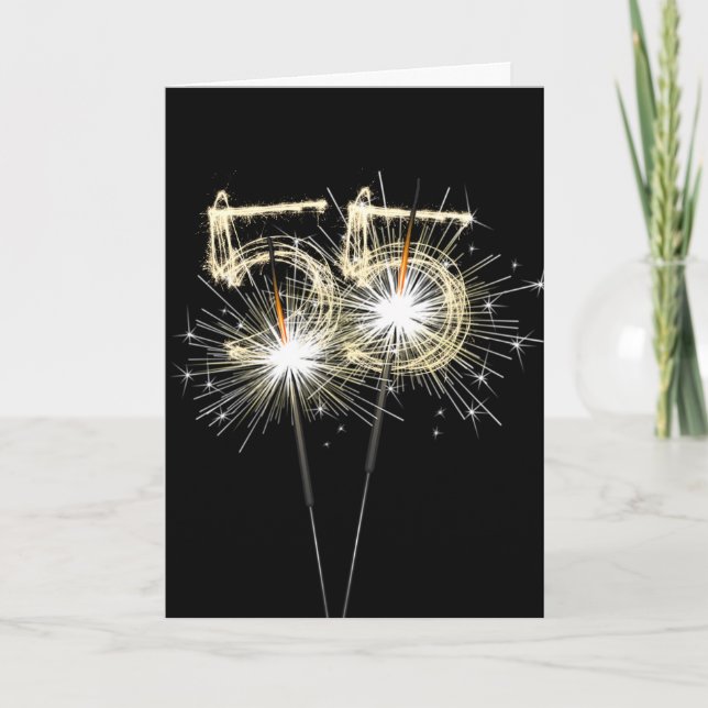 Carte 55e anniversaire Sparklers sur Noir (Devant)