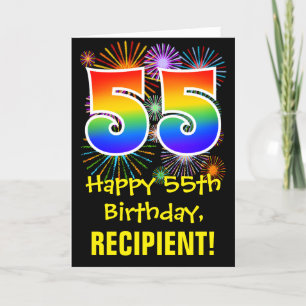 Carte 55ème anniversaire : Fun Fireworks Motif + Rainbow