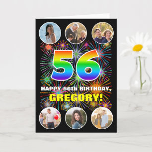 Carte 56e anniversaire : Arc-en-ciel amusant #, Nom pers