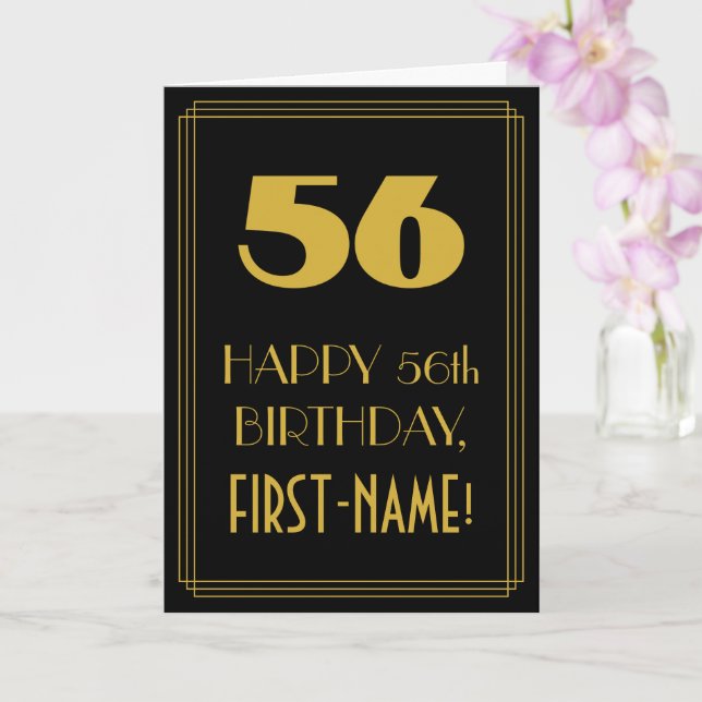 Carte 56e anniversaire ~ Art Déco Inspiré Look "56" & No (Orchidée)