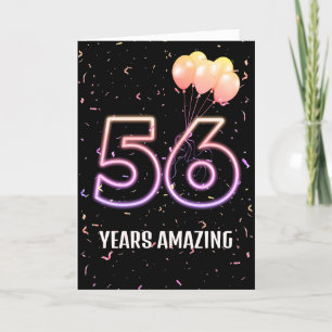 Carte 56e anniversaire Ballons et Confetti