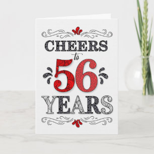 Carte 56e anniversaire Cheers en Motif noir blanc rouge