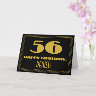 Carte 56e anniversaire : Nom + Art Déco Inspiré Look "56