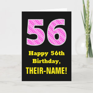 Carte 56e anniversaire : Pink Stripes and Hearts "56" + 