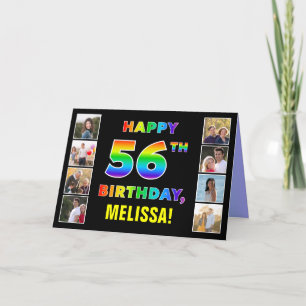 Carte 56e anniversaire : Rainbow Text, Custom Photos & N