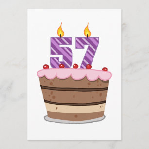 Carte 57 ans sur le gâteau d'anniversaire