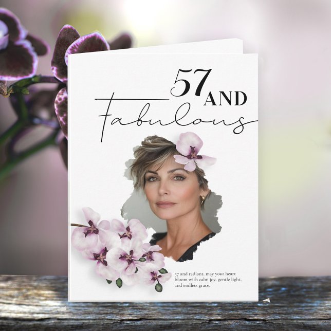 Carte 57 & Fabulous Orchid Photo Birthday Greeting Card (Créateur téléchargé)
