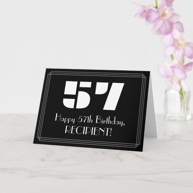 Carte 57e anniversaire : Art Déco Inspiré Look "57" & No (Orchidée)
