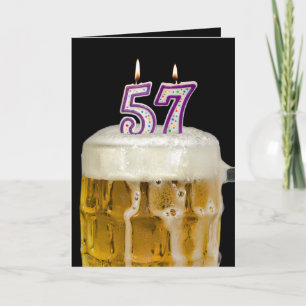 Carte 57e anniversaire Bière sur noir