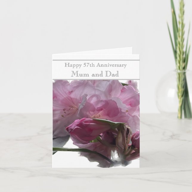 Carte 57e anniversaire du Mariage Rhododendron rose (Devant)