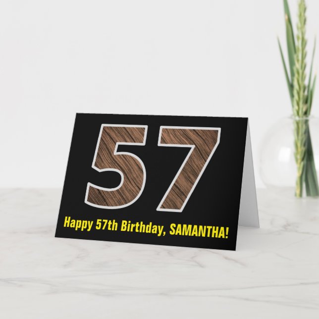 Carte 57e anniversaire : Nom + Faux Motif de grains de b (Devant)