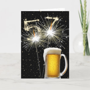 Carte 57e anniversaire Sparklers avec Beer Mug