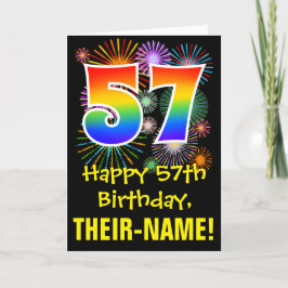 Carte 57ème anniversaire : Fun Fireworks Motif + Rainbow