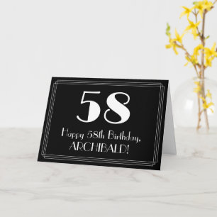 Carte 58e anniversaire ~ Art Déco Inspiré Look "58", Nom