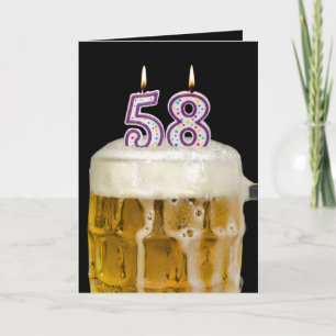 Carte 58e Anniversaire Bière en noir