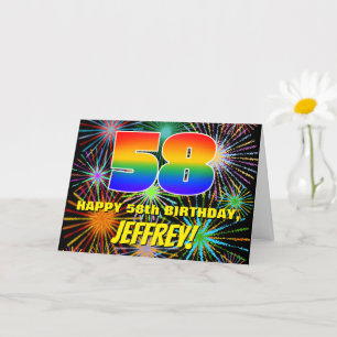 Carte 58e anniversaire : Feu d'artifice festif amusant e