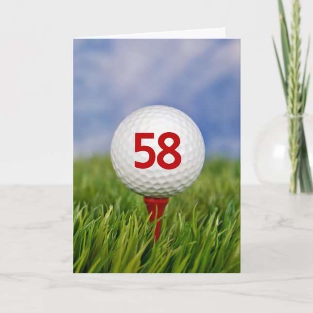Carte 58e anniversaire Golf Ball on Red Tee (Devant)