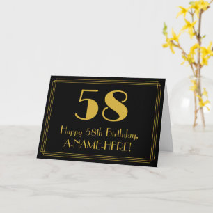 Carte 58ème anniversaire : Art Déco Inspiré Look "58" + 