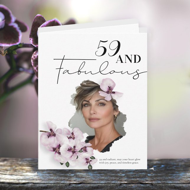 Carte 59 & Fabulous Orchid Photo Birthday Greeting Card (Créateur téléchargé)
