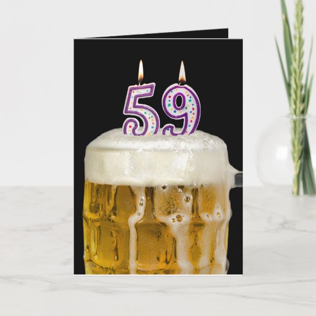 Carte 59e Anniversaire Bière en noir (Devant)