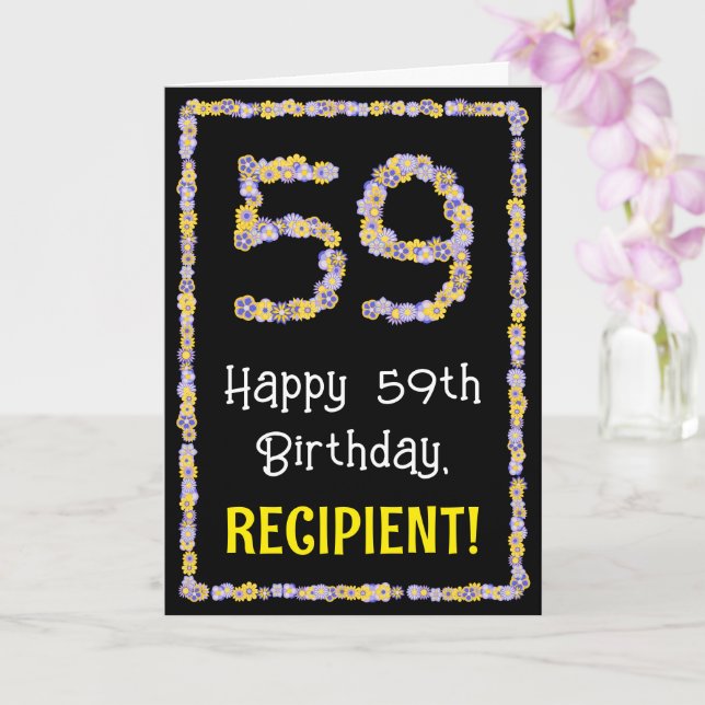Carte 59e anniversaire : Floral Flowers Numéro, Nom pers (Orchidée)