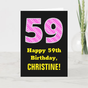 Carte 59e anniversaire : Pink Stripes and Hearts "59" +