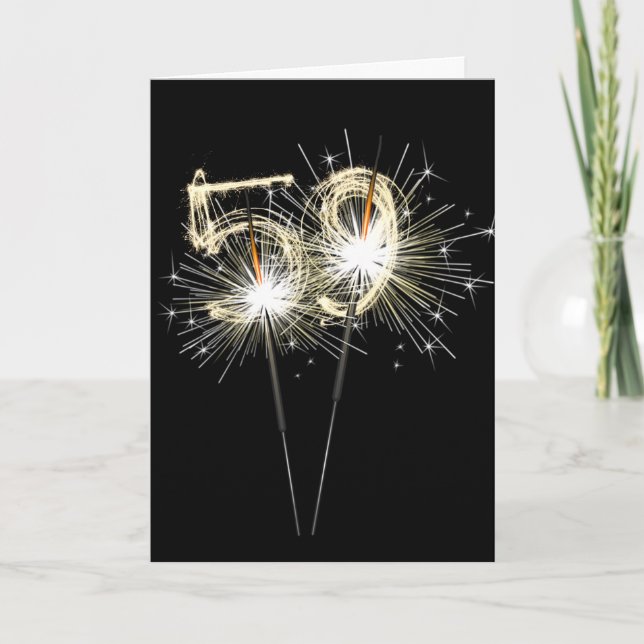 Carte 59e anniversaire Sparklers en noir (Devant)
