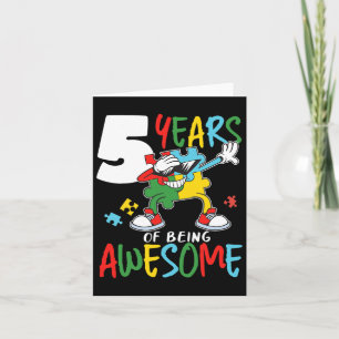 Carte 5 Anniversaire Autiste Garçon Fille Autisme Aware