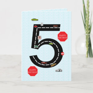 Carte 5 ans, 5 ans, voitures jouets et route