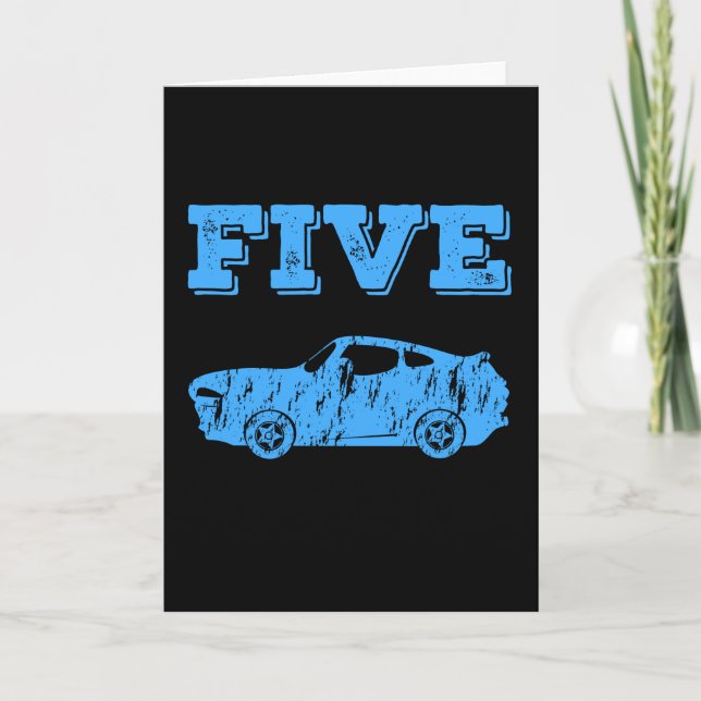 Carte 5 Ans 5e anniversaire Boy Muscle Voiture (Devant)