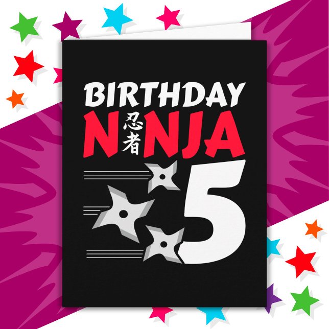 Carte 5 Ans Ninja Party Stars Enfants 5e anniversaire (Créateur téléchargé)