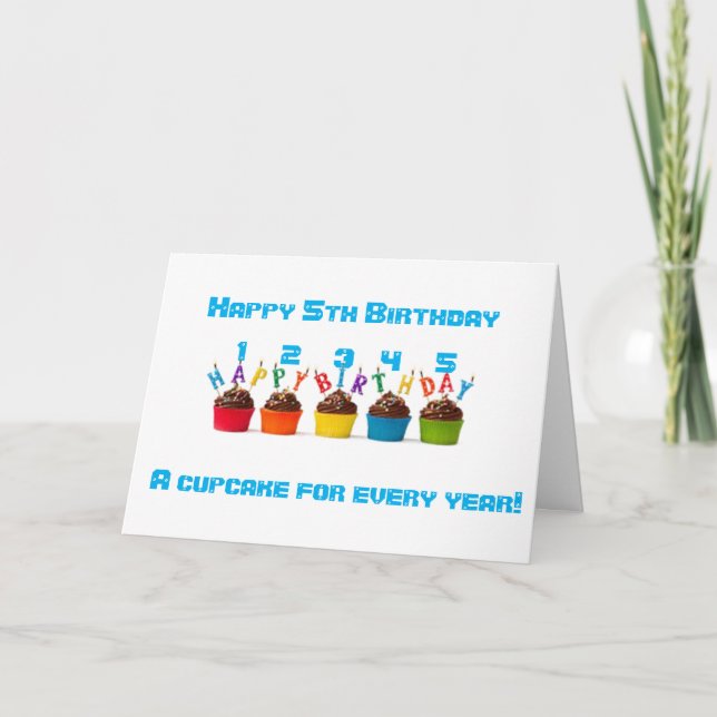 CARTE 5 CUPCAKES POUR VOTRE *****5E ANNIVERSAIRE**** S'A (Devant)
