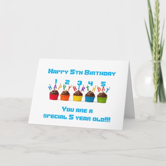 CARTE 5 CUPCAKES POUR VOTRE *****5E ANNIVERSAIRE**** S'A (Devant)