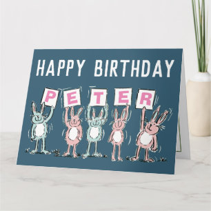 Carte 5 Nom de la lettre Joyeux lapins d'anniversaire