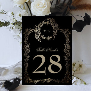 Carte 5 x 7 Black Gold Ebony Wreath Mariage Numéro de ta