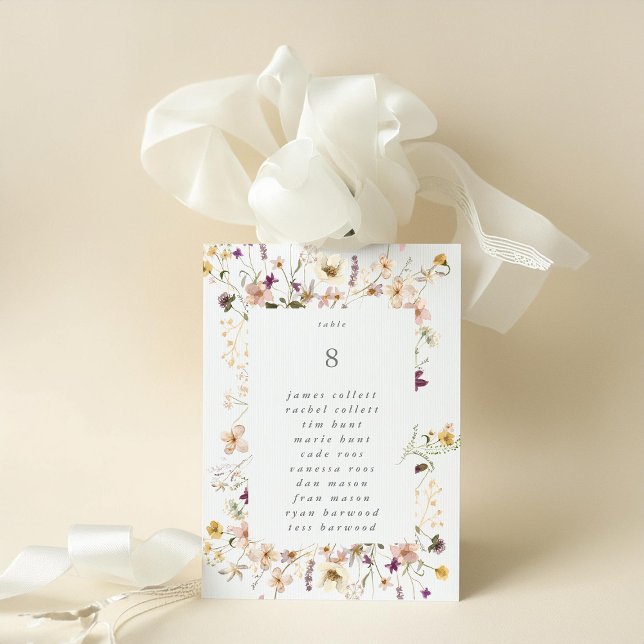 Carte 5 x 7 Fleur sauvage Pampas Mariage Numéros de tabl (Créateur téléchargé)