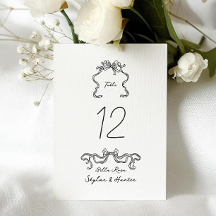 Carte 5 X 7 Mariage de doodle en ruban moderne Numéro de