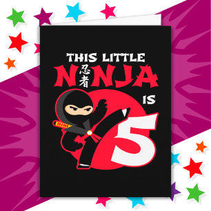 Carte 5e anniversaire 5 ans Enfants Party Little Ninja 5