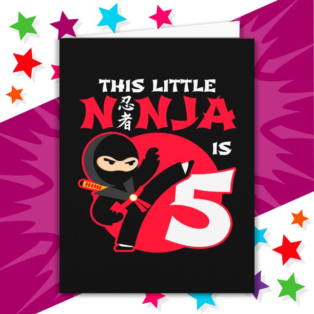 Carte 5e anniversaire 5 ans Enfants Party Little Ninja 5 (Créateur téléchargé)