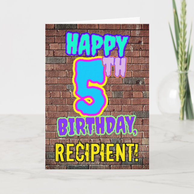Carte 5e anniversaire - Amusant, Graffiti urbain inspiré (Devant)