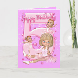 Carte 5e anniversaire avec Ballerina mignonne