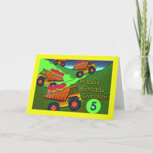 Carte 5e anniversaire de Grandson, Camions de vidage, Cu