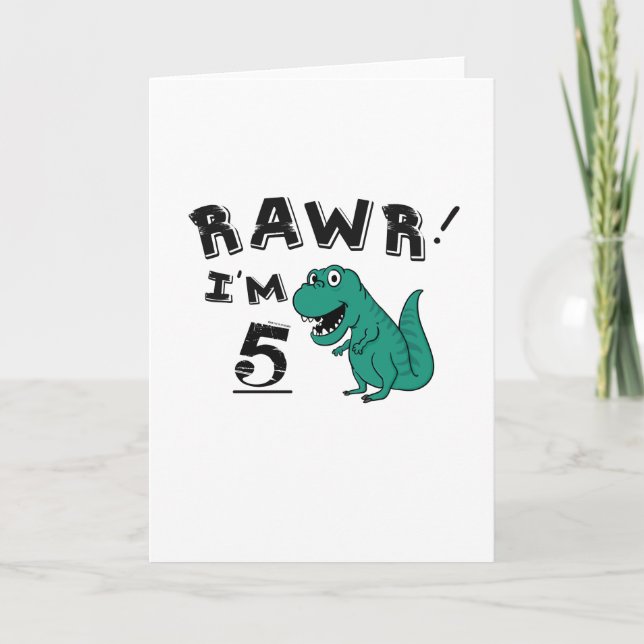 Carte 5e anniversaire Dinosaur cadeau pour les garçons d (Devant)