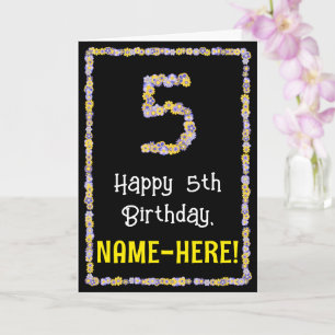 Carte 5e anniversaire : Floral Flowers Numéro, Nom perso