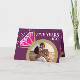 Carte 5e anniversaire mariage anneau tourmaline rose pho