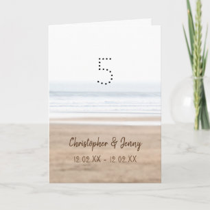 Carte 5e anniversaire mariage du bois surf plage