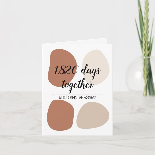 Carte 5e anniversaire mariage moderne cinquième (Devant)