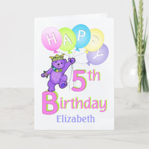 Carte 5e anniversaire Princess Bear, Nom personnalisé